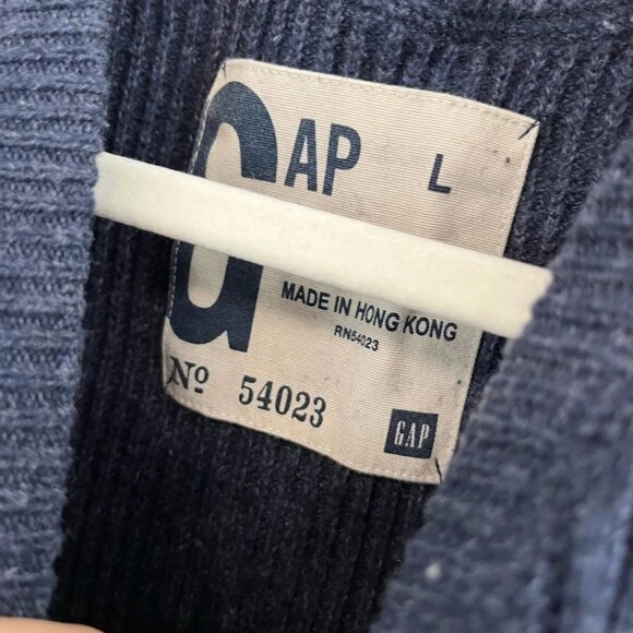 Gap Navy Blue Sweater Cotton Wool Blend Men's L - Picture 4 of 4